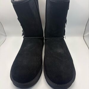 Kookaburra By Uggs Black Women's Suede Boots with Bows- Cozy Slip-On Style
